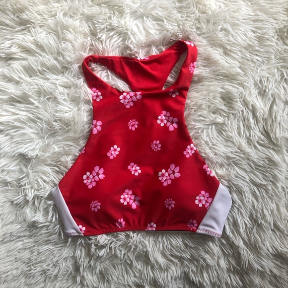 Aerie Floral Crop High Neck Bathing Suit Top NWOT - Picture 1 of 9